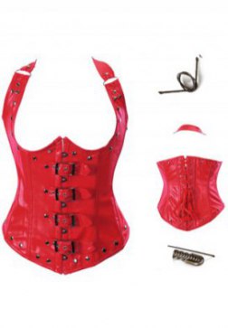 Faux Leather Buckles Underbust Corset