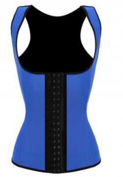 Sexy Blue Halter  Waist Trainer Cincher Latex Rubber Strap Corsets