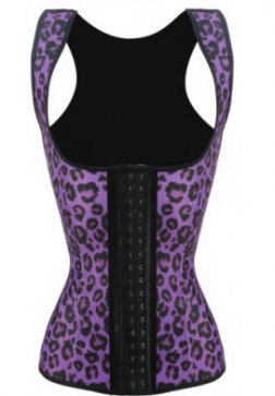 Sexy Leopard  Halter Waist Trainer Cincher Latex Rubber Strap Corsets