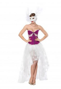 Sexy Sweetheart Overbust Zipper Corset And White High Low Skirt