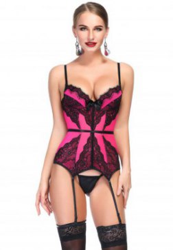 Burlesque Lace Overlay Jacquard Corset