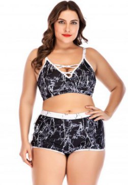 Plus Size Criss-cross Two Piece Swimsuit