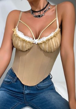 Elegant Lace-Trimmed Bustier Top
