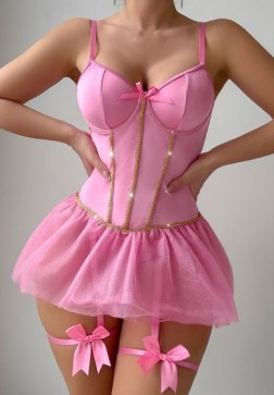 Charming Bow and Chain Detail Lingerie