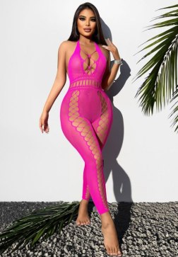 Neon Pink Fishnet Bodystocking