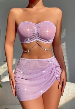 Glamorous Lilac Butterfly Lingerie Set