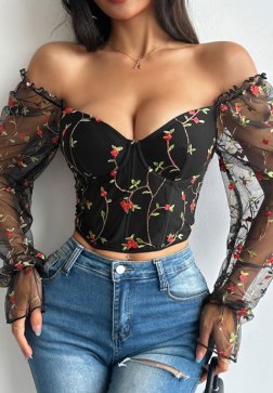 Sophisticated Off-the-Shoulder Bustier with Embroidery