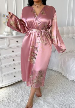 Alluring Pink Floral Robe for Special Nights