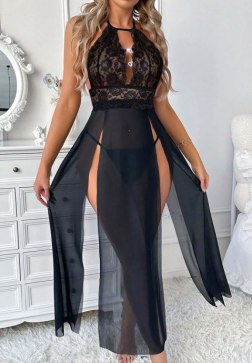 Mysterious Black Sheer Nightgown