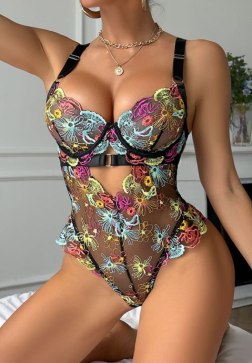 Vibrant Floral Embroidered Bodysuit