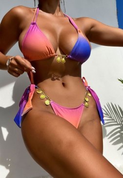 Stylish Gradient Swimsuit with Tied Detailing