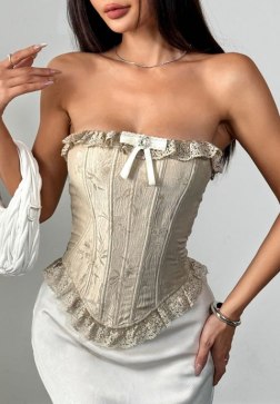 Elegant Vintage Corset with Lace Trim