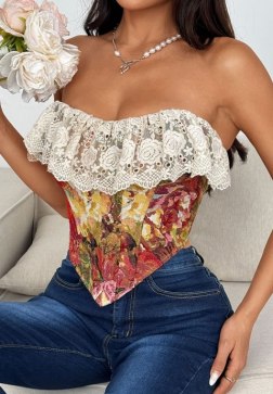 Floral Fantasy Off-Shoulder Bustier