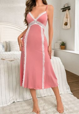 Charming Pink Nightgown with Lace Trim