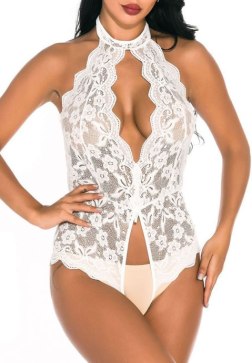 White Lace Top with Open Back Detail