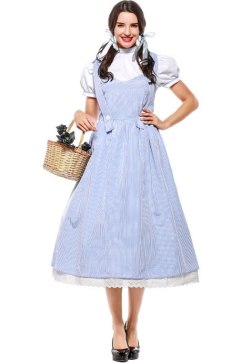 Dorothy Inspired Gingham Dress & Headband Set, Classic Farmgirl Apron Cosplay Outfit for Women