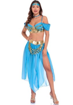 Exotic Genie Fancy Dress 3-Piece Set - Blue Top, Skirt & Headband