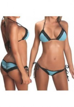 Sexy Scrunch Back Bikini with Black Lace
