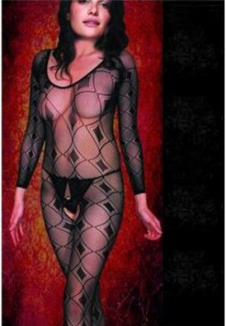 Long Sleeved Patterned Fishnet Bodystocking
