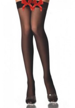 Sheer Thigh High Stockings with Satin Bow