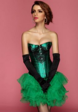 Green Classical Lace Overlay Corset