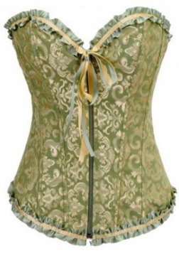 Green Victorian Jacquard Tapestry Zipper Corset Bustier