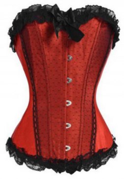 Sexy Satin Two Toned Lace Trimmed Corset Bustier in Pink Red Ocean Blue