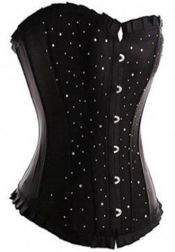 Black Classic Broadway Sequins Long Line Corset Bustier