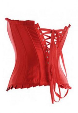 Red Classic Broadway Sequins Long Line Corset Bustier
