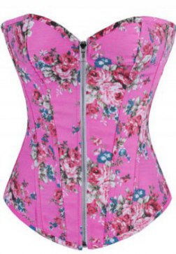 Denim Floral Zipper Corset