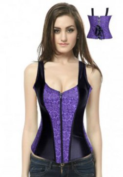 Midnight Embroidered And Satin Straps Corset