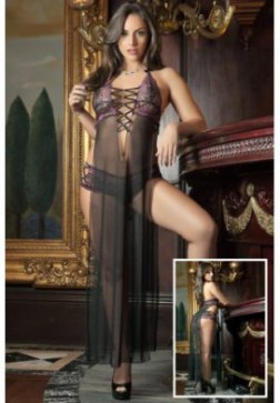 Seductive See Through Mesh Long Gown 