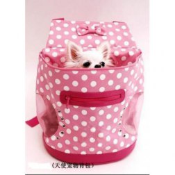 Pink Mini Pet Bag with Polka Dot Print