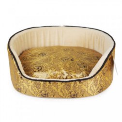 Warm Golden Floral Print Dog Cushion