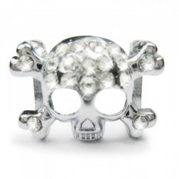 Metal Silver Diamond Skull Designed Pendant