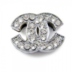 Silver Rhinestone Gucci Pattern Pendant