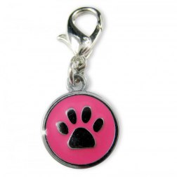 Metal Round Pet Pendant With Paw Pattern
