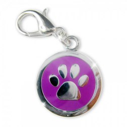 Metal Round Shaped Pet Pendant with Paw Pattern