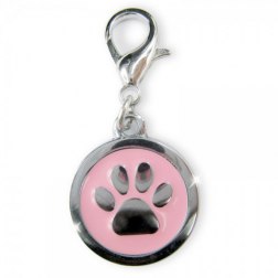 Metal Round Shaped Pet Pendant With Paw Inner