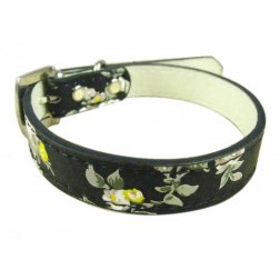 PU Beautiful Flowers Pattern Print Dog Collar