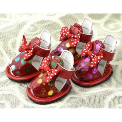 Polka Dot Print Sandal with Butterfly Bow