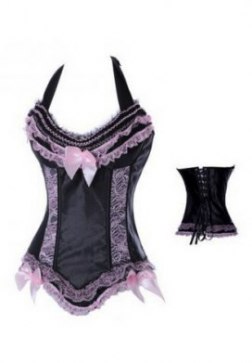 Lace Trimmed Halter Neck Corset