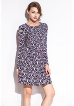 Colorful Bud Pattern Print Stretch Slim Club Dress