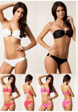 Sexy Gold  Ring Bandeau Top And Bottom Bikini Set