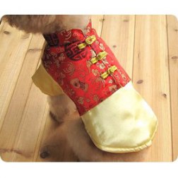 Chinese Tang Dynasty Floral Print Winter Dog Clothes