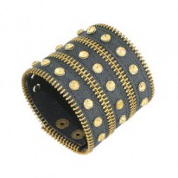 Luxury Fashion Alloy Metal Leather Bracelet