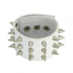 Pure White Punk Alloy Spike Rivet Leather Bracelet