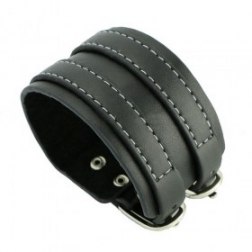Alloy Genuine-Leather Bracelet Bangle Biker Adjustable