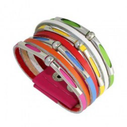 Punk Style Colorful Snap Button Alloy Leather Bracelets