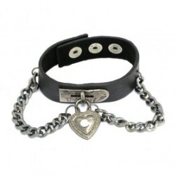 Chain with Metal Love Heart Snap Button Leather Bracelets